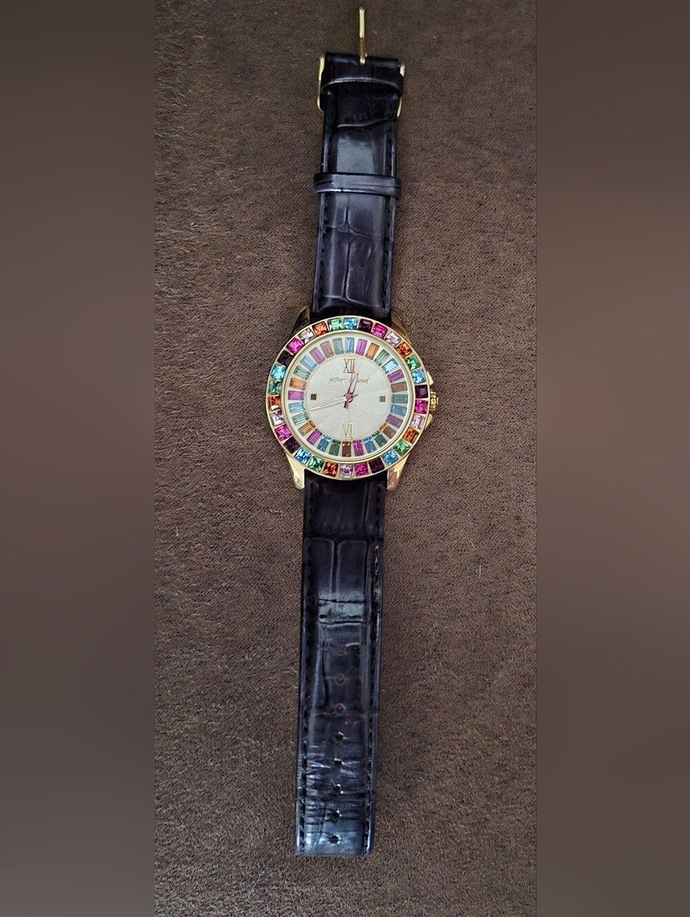 Betsy Johnson Women’s Multicolor Crystal Bezel Watch *NEEDS BATTERY*